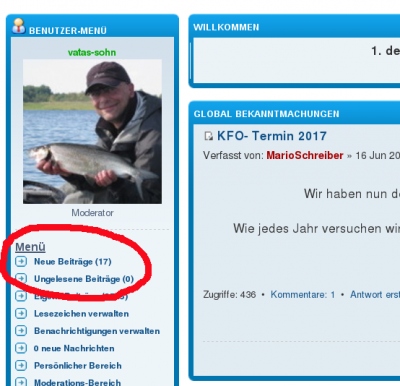 Im Portal, direkt unter Deinem Avatar, wenn Du denn einen hättest...